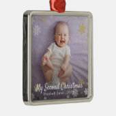 Baby's 2e kerstfeest Rode Sneeuwvlok Ornament (Rechts)