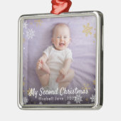 Baby's 2e kerstfeest Rode Sneeuwvlok Ornament (Links)