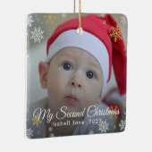 Baby's 2e Kerstmis Rode Sneeuwvlok Ornament (Rechts)