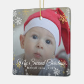 Baby's 2e Kerstmis Rode Sneeuwvlok Ornament (Links)