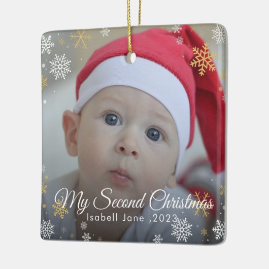 Baby's 2e Kerstmis Rode Sneeuwvlok Ornament (Links)