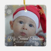 Baby's 2e Kerstmis Rode Sneeuwvlok Ornament (Voorkant)