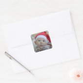 Baby's 2e Kerstmis Rode Sneeuwvlok Ornament Vierkante Sticker (Envelop)