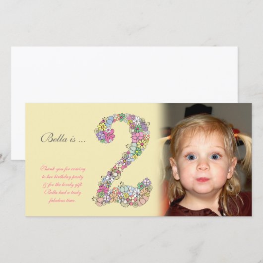 Baby's 2e Verjaardag Bedankt Fotokaart (Voorkant / Achterkant)