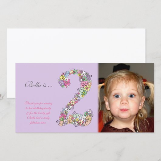 Baby's 2e verjaardag Dank je foto Bedankkaart (Voorkant / Achterkant)