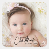 Baby's 2nd Christmas Red Snowflake  Vierkante Sticker (Voorkant)