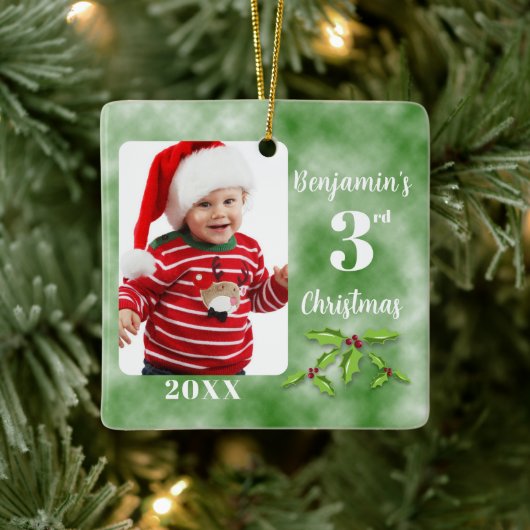 Baby's 3e Kerstmis Een Fotoplein Keramisch Ornament (Boom)