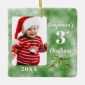 Baby's 3e Kerstmis Een Fotoplein Keramisch Ornament (Voorkant)