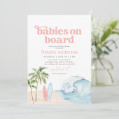 Baby's aan boord Surven Twin Baby shower Kaart (Staand voorkant)
