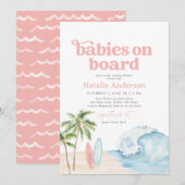 Baby's aan boord Surven Twin Baby shower Kaart (Voorkant / Achterkant)