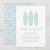 Baby's aan boord van Surfboard Twin Baby shower Kaart (Voorkant / Achterkant)