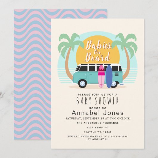 Baby's aan boord Van Twins Baby shower Kaart (Voorkant / Achterkant)