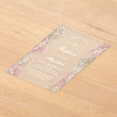 Baby's adem bloemen | babymeisje Doop Acryl Uitnodigingen (Laagn)