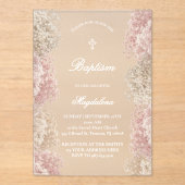 Baby's adem bloemen | babymeisje Doop Acryl Uitnodigingen (Voorkant)