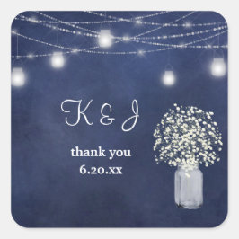 Baby's adem, Blue Chalkboard String Lights Vierkante Sticker
