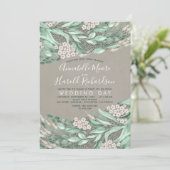 Baby's adem en groen Elegante rustieke bruiloft Kaart (Staand voorkant)