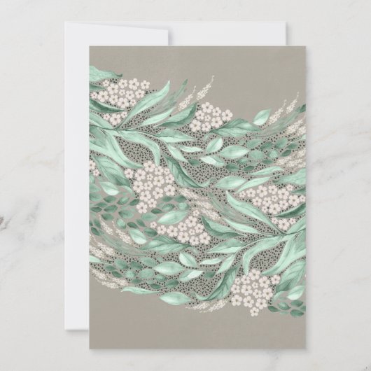 Baby's adem en groen Elegante rustieke bruiloft Kaart (Achterkant)