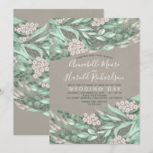 Baby's adem en groen Elegante rustieke bruiloft Kaart (Voorkant / Achterkant)