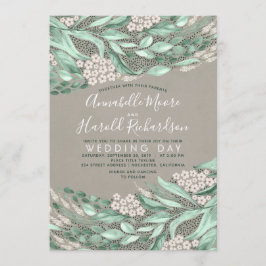 Baby's adem en groen Elegante rustieke bruiloft Kaart