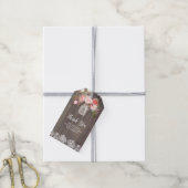Baby's adem en roze bloemen rustieke bruiloft cadeaulabel (Met Touw)