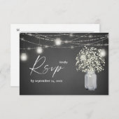 Baby's adem, G Chalk & String Lichten met meel RSVP Kaartje (Voorkant / Achterkant)