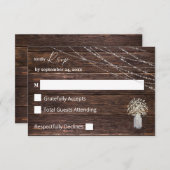 Baby's adem, Hout & String Lichten op Maalstaal RS RSVP Kaartje (Voorkant / Achterkant)