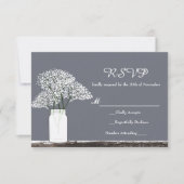 Baby's adem in Mason Jar Rustic Grey RSVP Card (Voorkant)