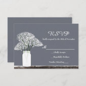 Baby's adem in Mason Jar Rustic Grey RSVP Card (Voorkant / Achterkant)