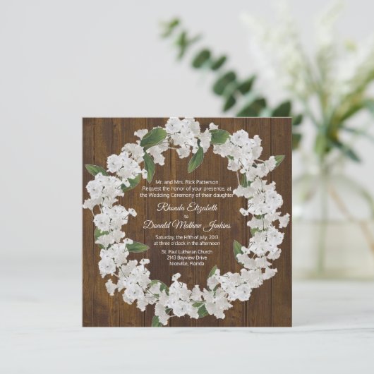 Baby's adem krans bruiloft uitnodiging (Staand voorkant)