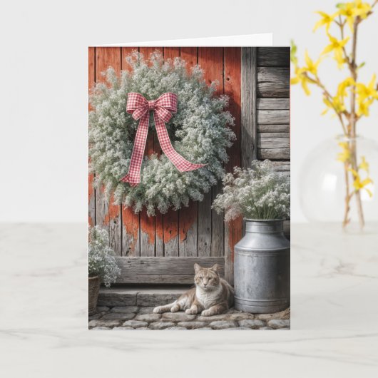 Baby's adem krans op rustieke deur kaart (Gele Bloem)