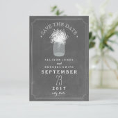 Baby's adem & Mason Jar Chalkboard sparen de datum Save The Date (Staand voorkant)