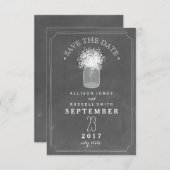 Baby's adem & Mason Jar Chalkboard sparen de datum Save The Date (Voorkant / Achterkant)