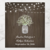 Baby's adem Mason Jar Rustieke Fairy Lights Bruilo Wijn Etiket (Enkel label)