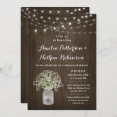 Baby's adem Mason Jar rustieke repetitie diner Kaart (Voorkant / Achterkant)