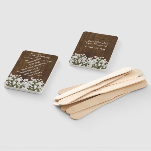 Baby's adem rustieke bruiloft programma fan handwaaier (Niet-gemonteerd)