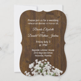 Baby's adem rustieke bruiloft repetitie diner kaart