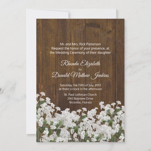 Baby's adem rustieke bruiloft uitnodiging (Voorkant)