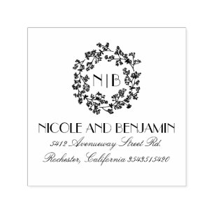 Baby's ademkrans Monogram Bloemen Elegant Zelfinktende Stempel