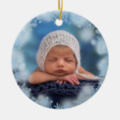 Baby's allereerste kerstfoto Birth Stats Keramisch Ornament (Voorkant)