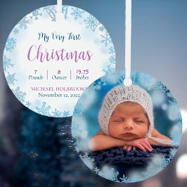 Baby's allereerste kerstfoto Birth Stats Keramisch Ornament