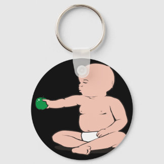 BABY'S ARM HOLDING APPLE SLEUTELHANGER