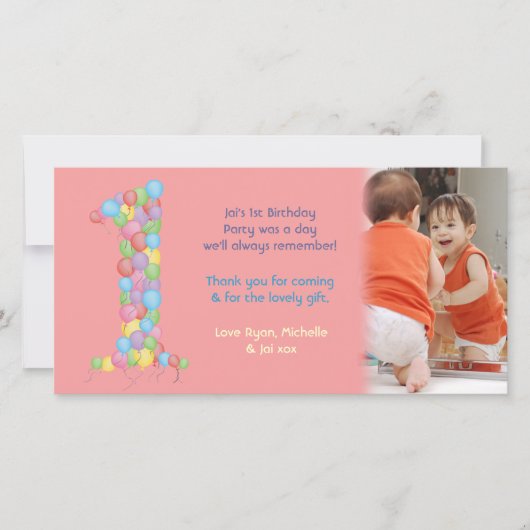 Baby's Baby 1e verjaardag Foto Bedankkaart (Voorkant)