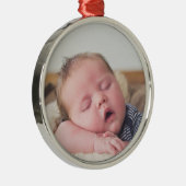 Baby's Baby Foto blauw kerstfeest Metalen Ornament (Rechts)