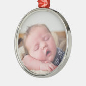 Baby's Baby Foto blauw kerstfeest Metalen Ornament (Links)