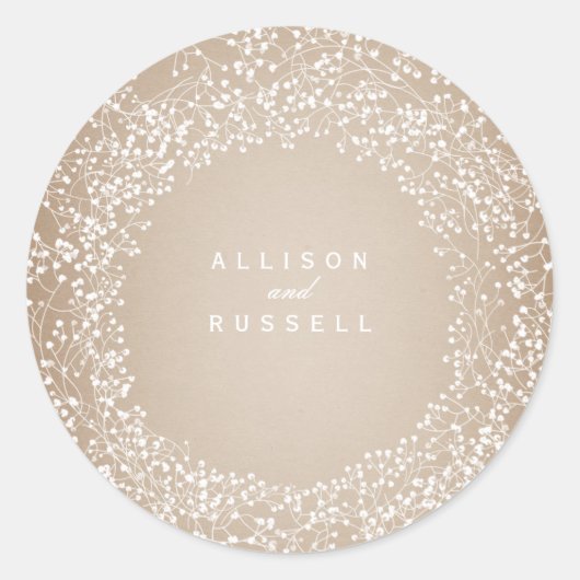 Baby's baby's borstkas geïnspireerd rond huwelijk ronde sticker (Voorkant)