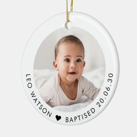 Baby's Baptism Photo Keepsake Keramisch Ornament (Links)