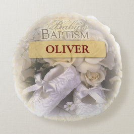 Baby's Baptisme Neutraal, Aangepast, Personalisere Rond Kussen