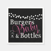 Baby's BBQ Baby Meisje Douche Roze Zwart Cookout Servet (Voorkant)