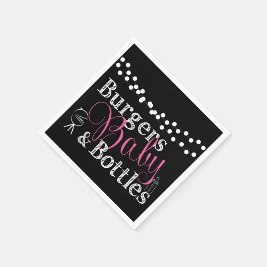 Baby's BBQ Baby Meisje Douche Roze Zwart Cookout Servet (Hoek)