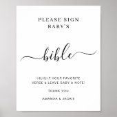 Baby's Bible Modern Minimalist Baby Shower Signage Poster (Voorkant)